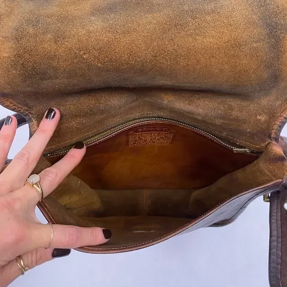 Vintage 1970's Coach Courier Pouch 8920 Leather Bag Brown - Picture 6 of 7